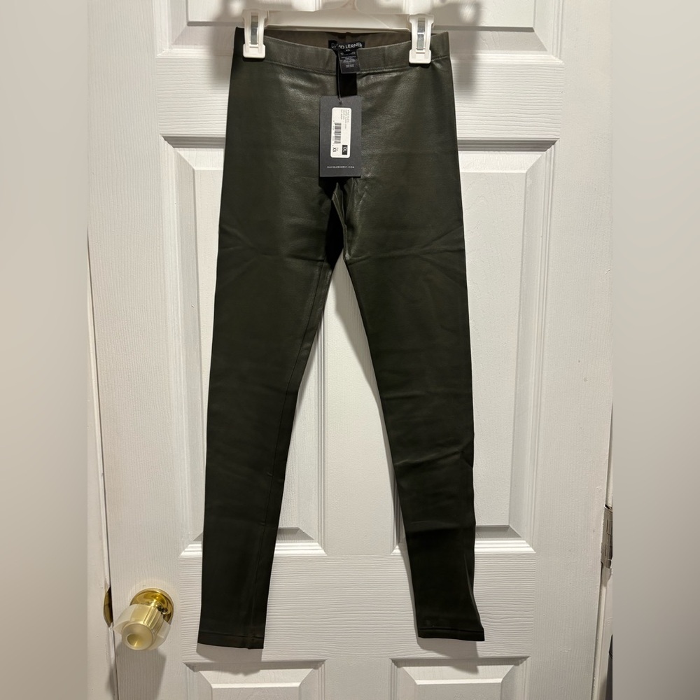 David Lerner Olive Green Coated Classic Legging